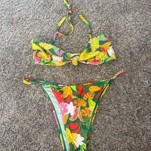 Cupshe Tropical Floral Green Bikini